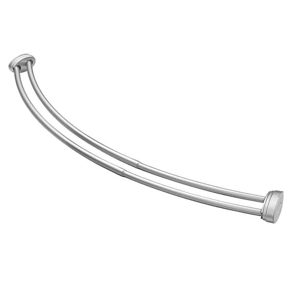 Utopia Alley 72 in. Rustproof Adjustable Expandable Wall Mounted Aluminum Double Curved Shower Rod, Shower liner Shower Hooks, Chrome