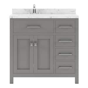 Caroline Parkway 36 in. W x 22 in. D x 35 in. H Single Sink Bath Vanity in Gray with Quartz Top