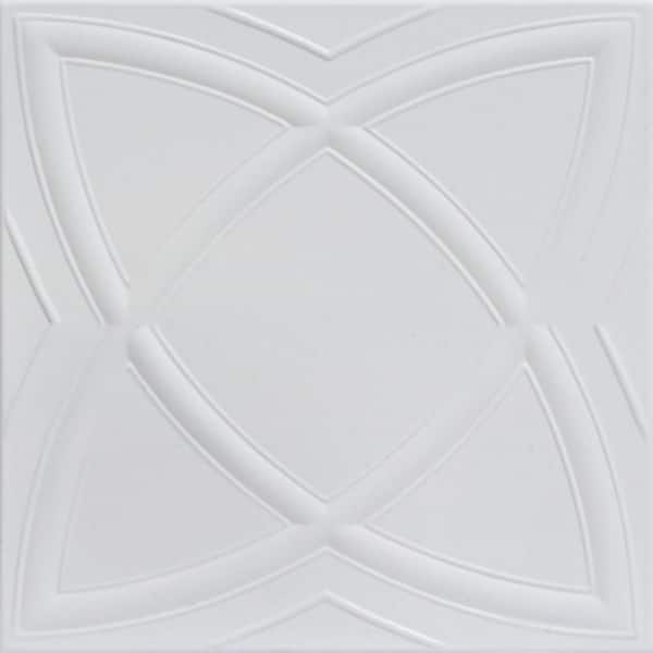 A La Maison Ceilings Elliptic Illusion UltraPureWhite-Satin(Behr) 1.6 ft. x 1.6 ft. Decorative Foam Glue Up Ceiling Tile (21.6 sq. ft./Case)