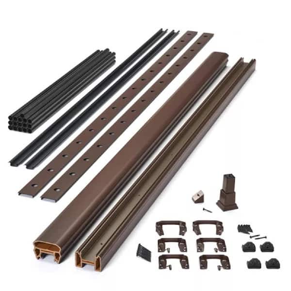 Transcend 6 ft. x 42 in. Vintage Lantern Composite Horizontal Deck Rail Kit with Black Round Aluminum Balusters