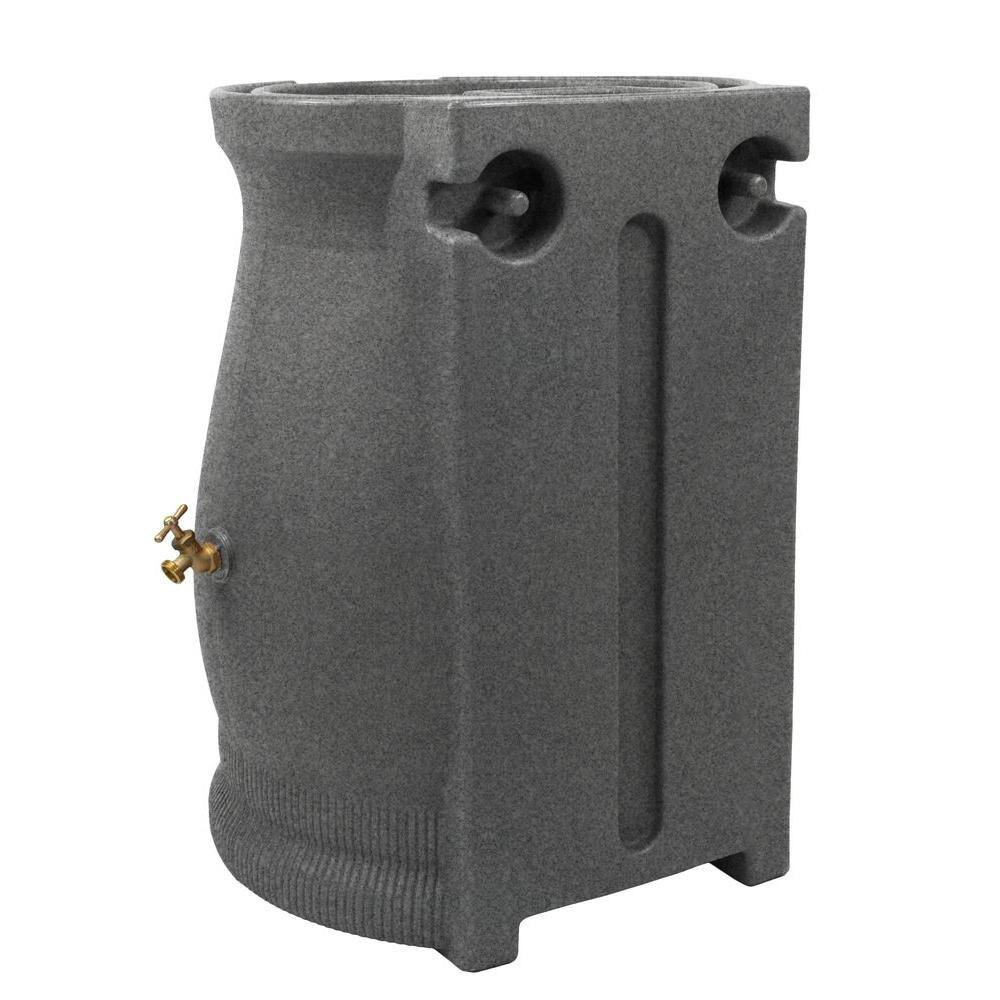 Light Granite 50 Gallon Plastic Rain Barrel with Planter