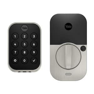 Keyless Smart Door Lock with Bluetooth and Pushbutton Keypad, Satin Nickel