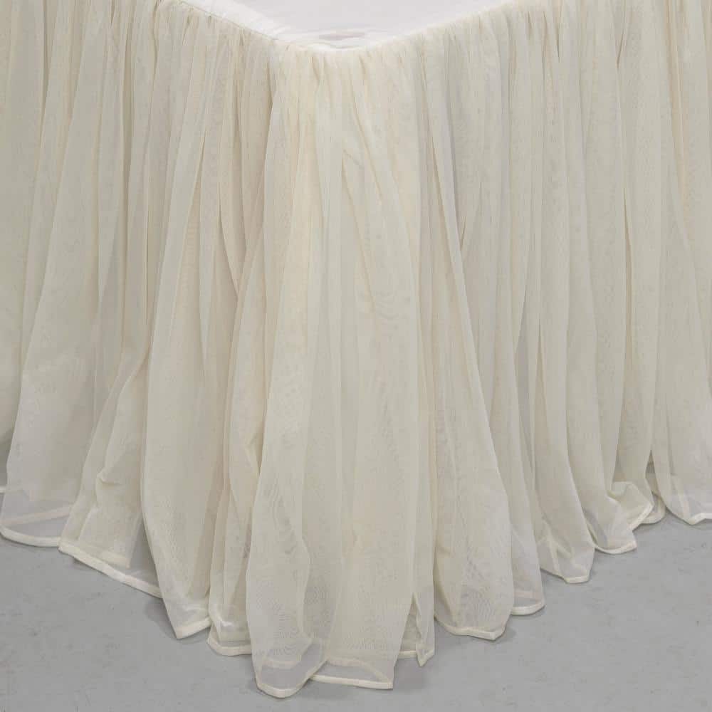 Ivory King Pleated Cotton Polyester Bed Skirt