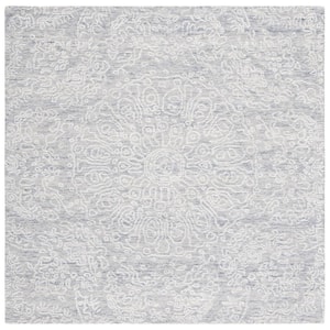 Metro Gray/Ivory 6 ft. x 6 ft. Medallion Floral Square Area Rug