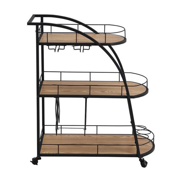 Tileon Black Kitchen Cart with Wheels AYBSZHD741 - The Home Depot