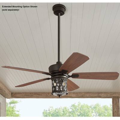 Pine Meadows 52 in. Indoor/Outdoor LED Bronze Damp Rated Downrod Ceiling Fan with Dimmable Light Kit and Remote Control