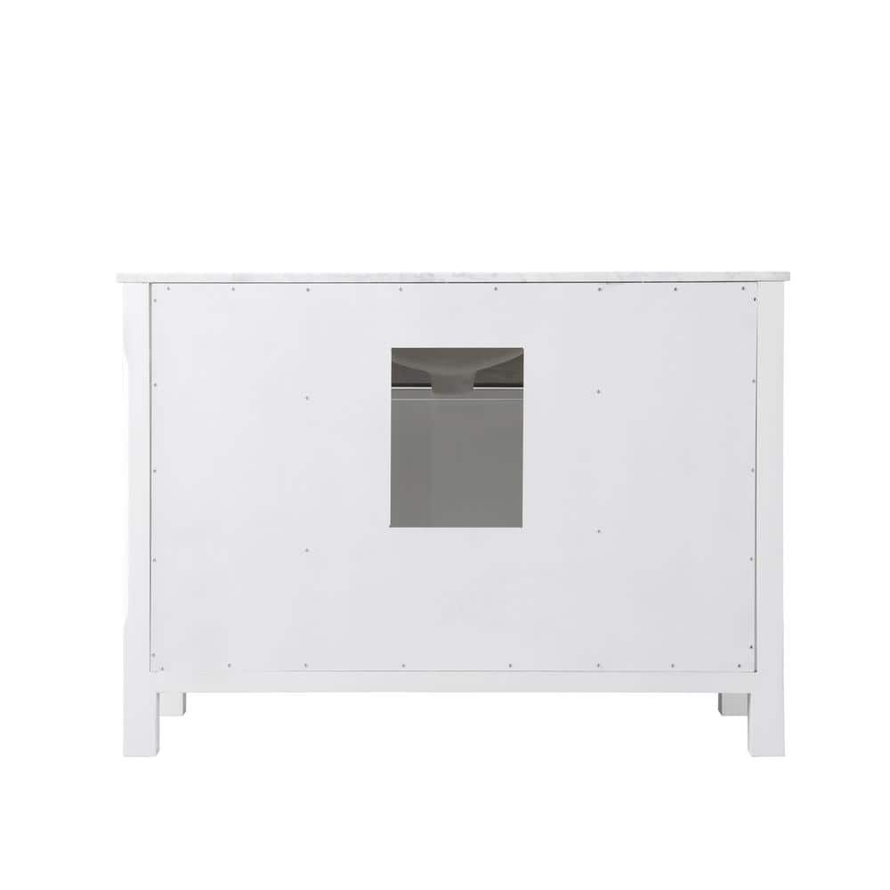 Maribella 48" White Marble Single Vanity with Black Hardware