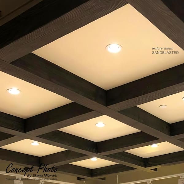 Ekena Millwork BMSD3C0120X100X144PP 12W x 10H x 12'L 3-Sided (U-beam) Sandblasted Endurathane Faux Wood Ceiling Beam, Natural Pine