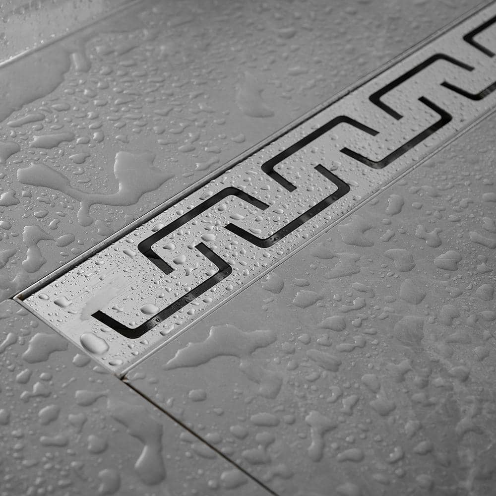 24-inch Brushed Nickel Stainless Steel Linear Shower Drain with U-shaped Pattern