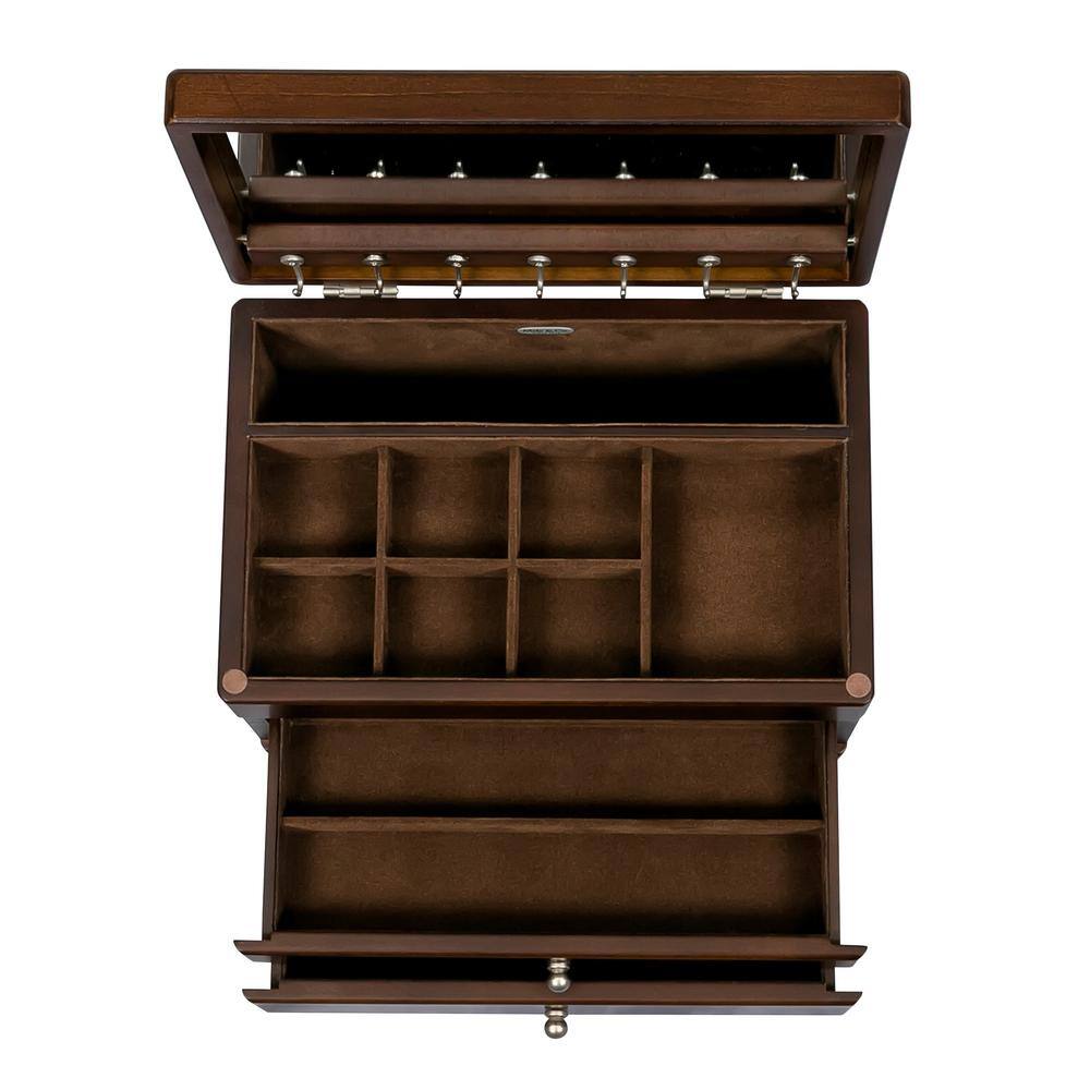 Brisbane Walnut Wooden Jewelry Box with Suede Lining