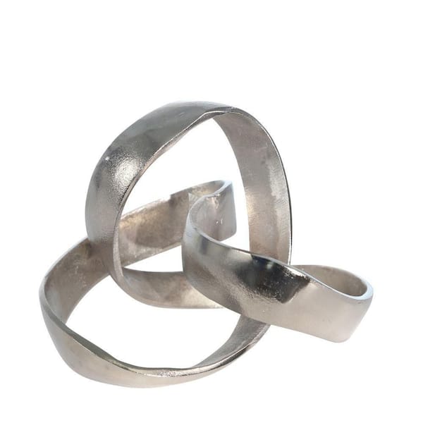 Liv & Skye Silver Matte 8 in. x 7 in. Metal Abstract Knotted Sculpture