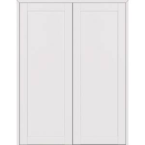 1 Panel Shaker 72 in. x 83.25 in. Both Active Snow White Wood Composite Double Prehung Interior Door