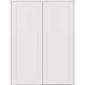1 Panel Shaker 36 in. x 79.375 in. Both Active Snow White Wood Composite Double Prehung Interior Door