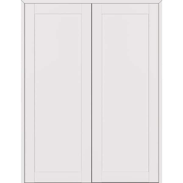 Belldinni 1-Panel Shaker 48 in. x 96 in. Both Active Snow-White Wood Composite Double Prehung Interior Door