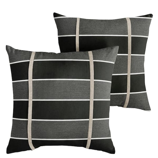 SORRA HOME Sunbrella Peyton Granite Outdoor Knife Edge Throw Pillows (2-Pack)