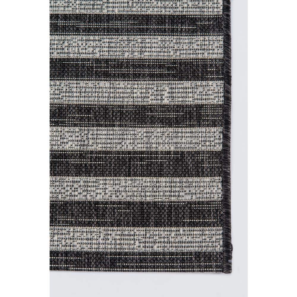 Charcoal Geometric Flat Woven Synthetic Indoor/Outdoor Rug 9'3" x 12'6"
