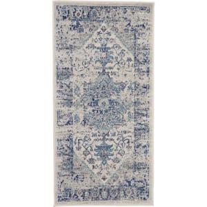 Tranquil Ivory/Light doormat 2 ft. x 4 ft. Persian Vintage Kitchen Area Rug