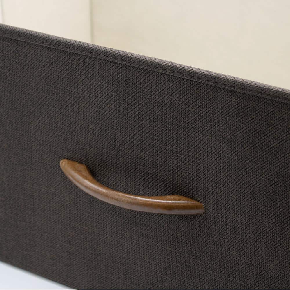 Sorbus 38.75'' Brown TV Stand with Foldable Fabric Drawers