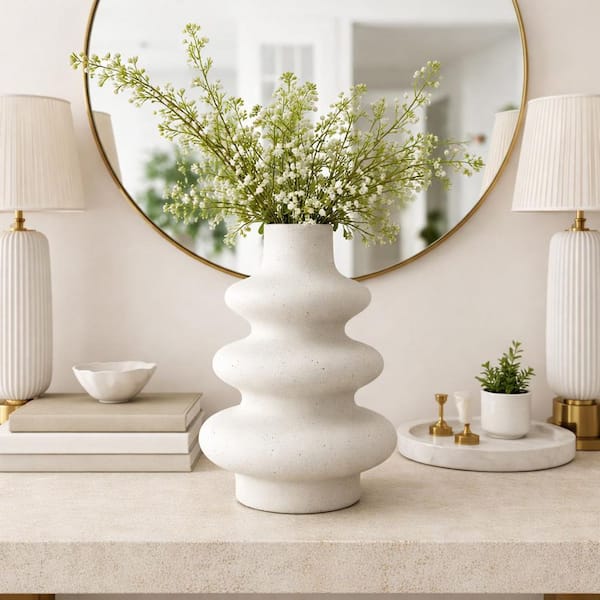 Beige 8 in. Tall Beige Stackable Ceramic Vase