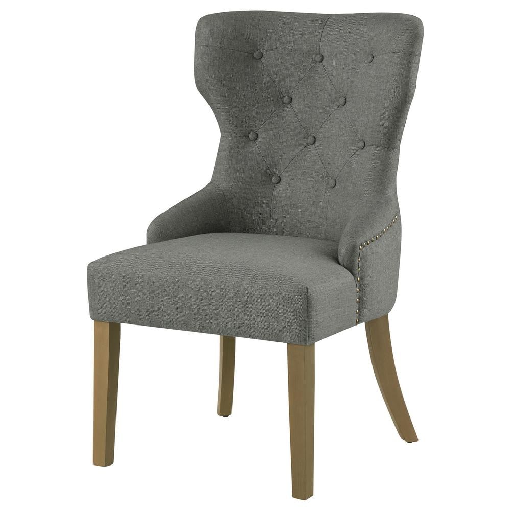 Elegant Dark Gray Tufted Side Chair with Wooden Legs