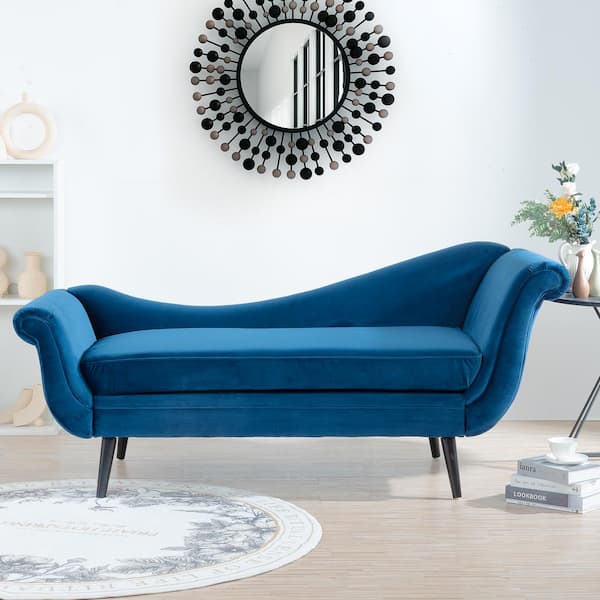 Harper & Bright Designs Calvert Contemporary 71 in. W Blue Flared Arm Fabric Rectangle Chaise Lounge