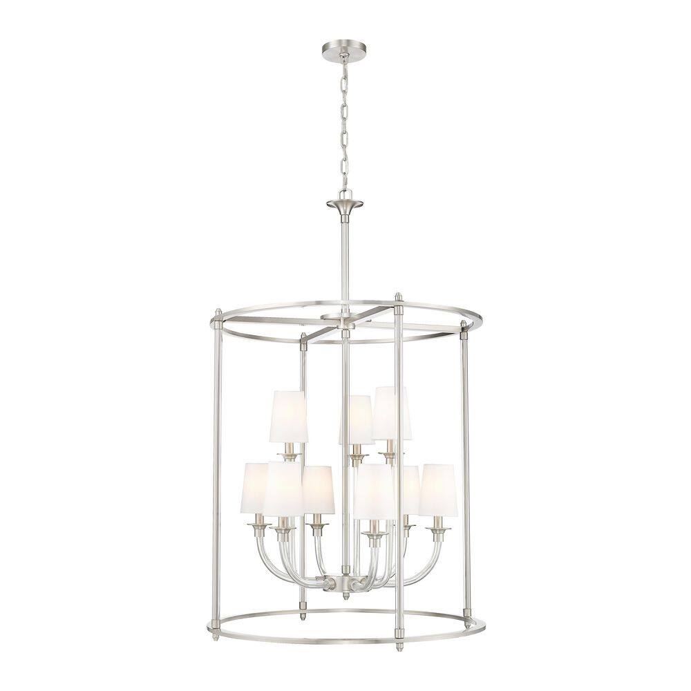 Katerina 9 Light Brushed Nickel Shaded Empire Chandelier for Indoor Use wit