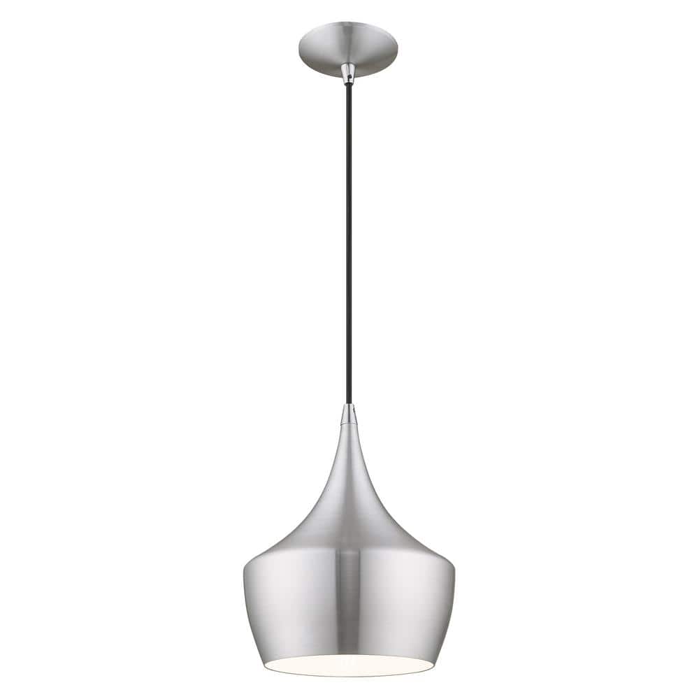 Mini Brushed Aluminum 1-Light Pendant for Indoor/Outdoor