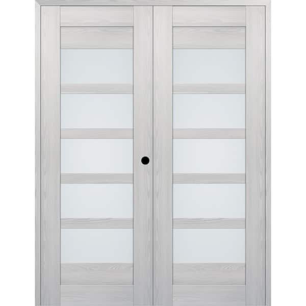 Belldinni 07-07 48 in. x 96 in. Left Active 5-Lite Frosted Glass Ribeira Ash Wood Composite Double Prehung Interior Door