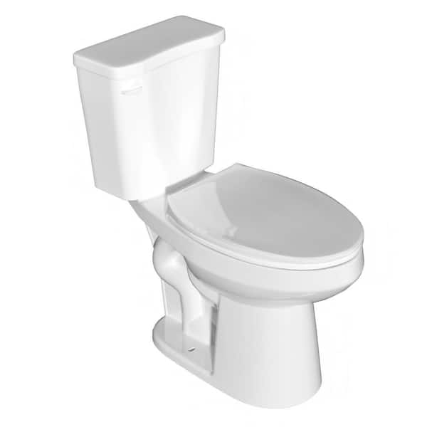 17 in. ADA Toilet 1.28 GPF Single Flush 2-Piece Toilet Round Bowl in White Comfort Bowl Height Bathroom Toilet with Seat