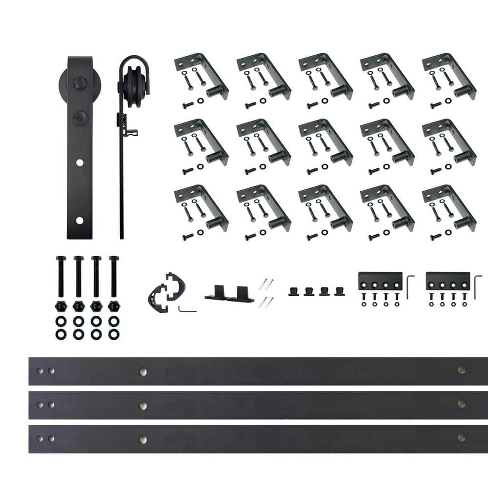 18 ft./216 in. Black Rustic Ceiling Mount Non-Bypass Sliding Barn Door Track and Hardware Kit for Single Door price history on PriceWatchPro
