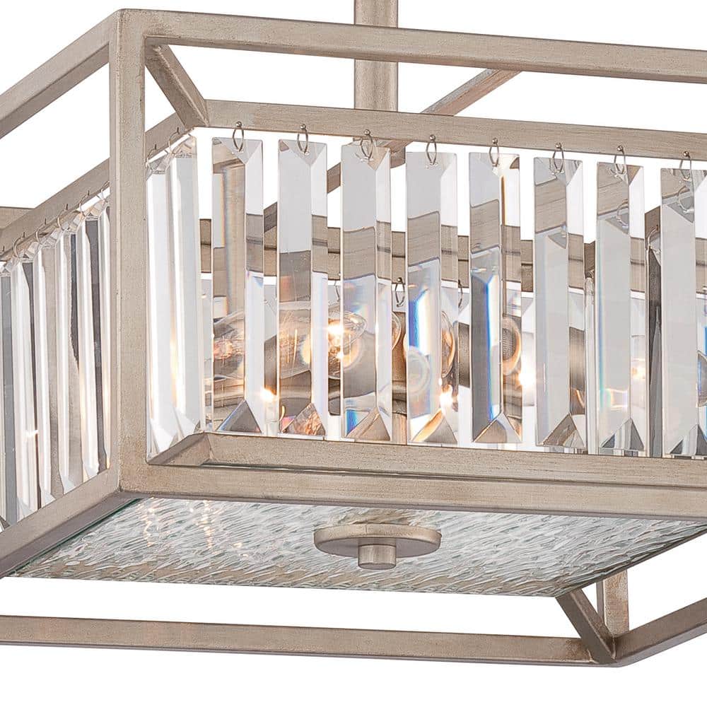 Linares Silver Crystal Prism 14" Semi-Flush Mount Light