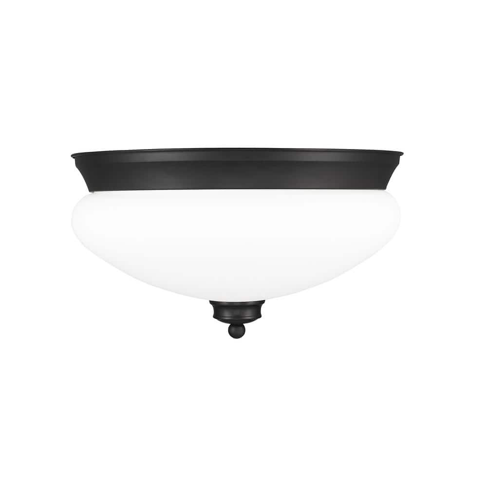 Matte Black Opal Glass 13" LED Bowl Flush Mount Light