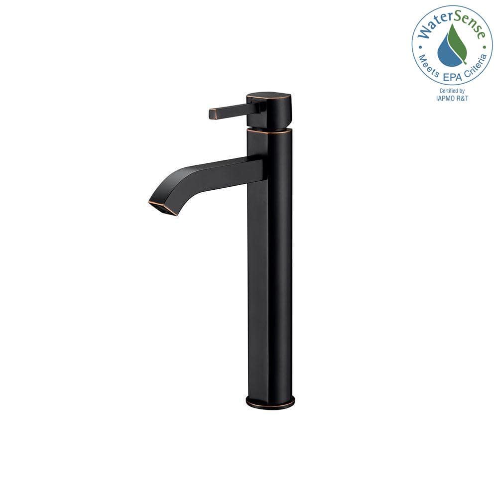 Satin Nickel Modern Vessel Single Hole Faucet in Bronze