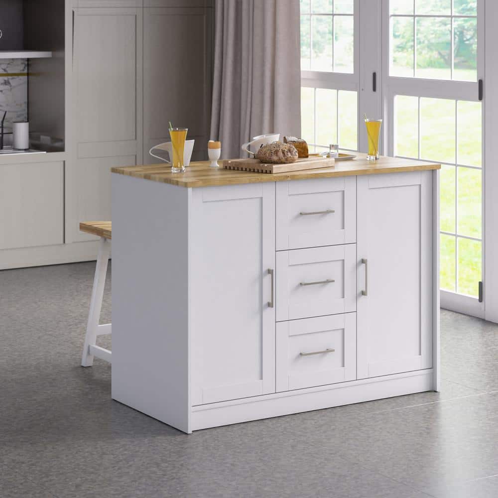 Twin Star Home Brilliant White Wood 45.5 in. Traditional Kitchen