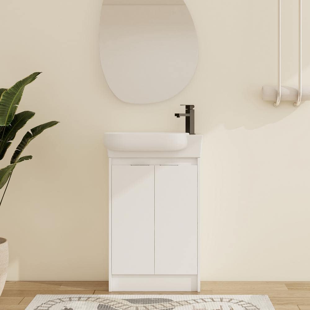 22.8 in. W x 12.4 in. D x 35.1 in. H Freestanding White Single Bath Vanity 