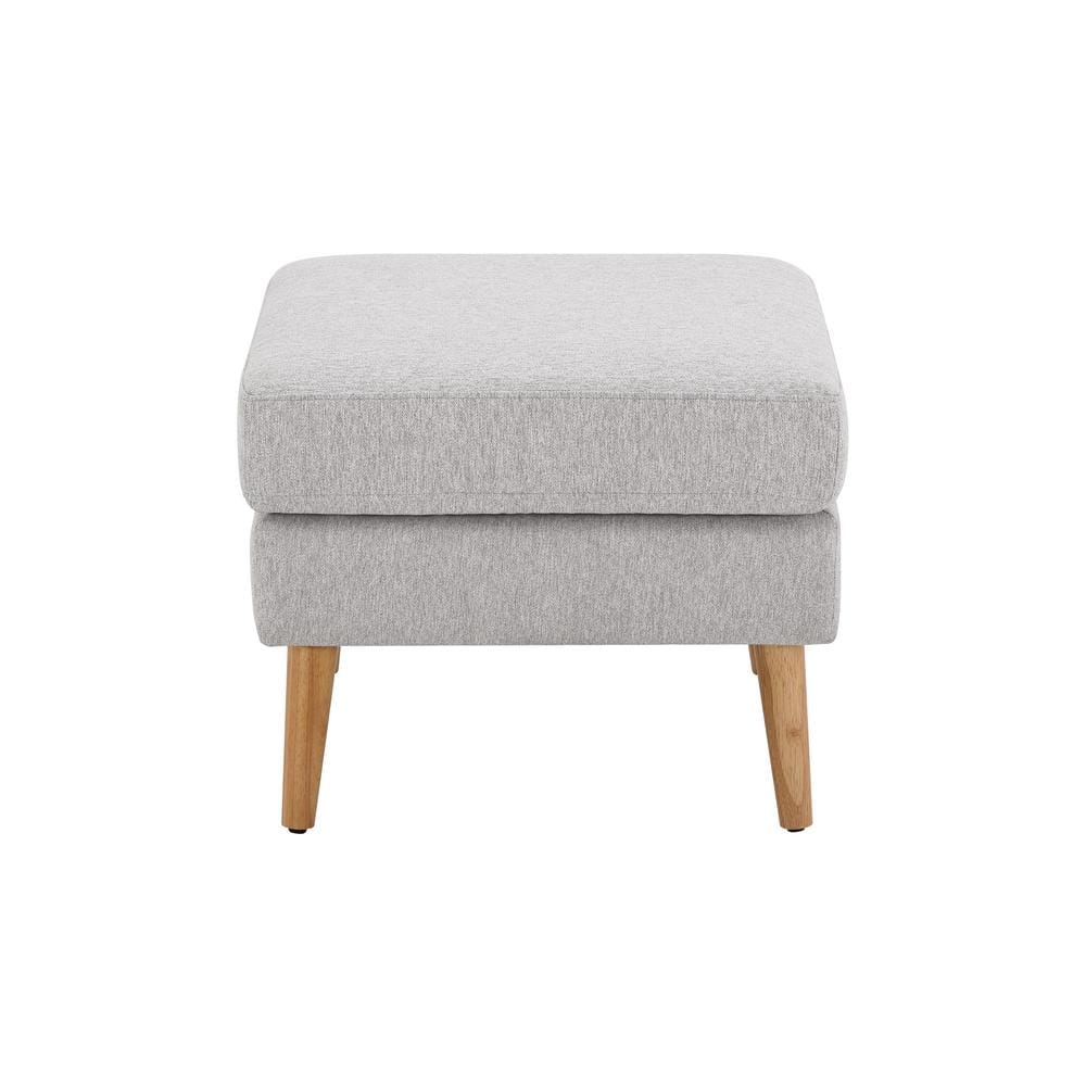 Light Gray Tufted Fabric Loveseat with Ottoman and Wood Legs