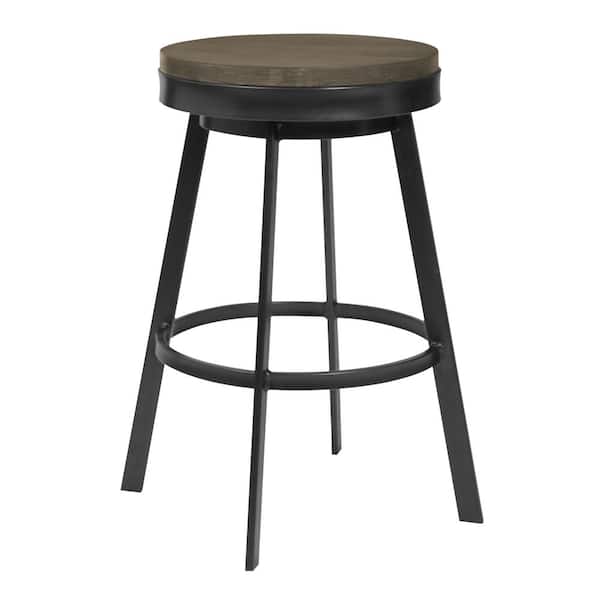 Armen Living Topeka 25 in. Grey Walnut Bar Stool