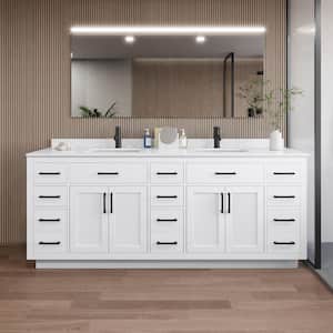 Beckett TK 84 in. W x 22 in. D x 35 in. H Double Bath Vanity in White with Carrara Cultured Marble Top