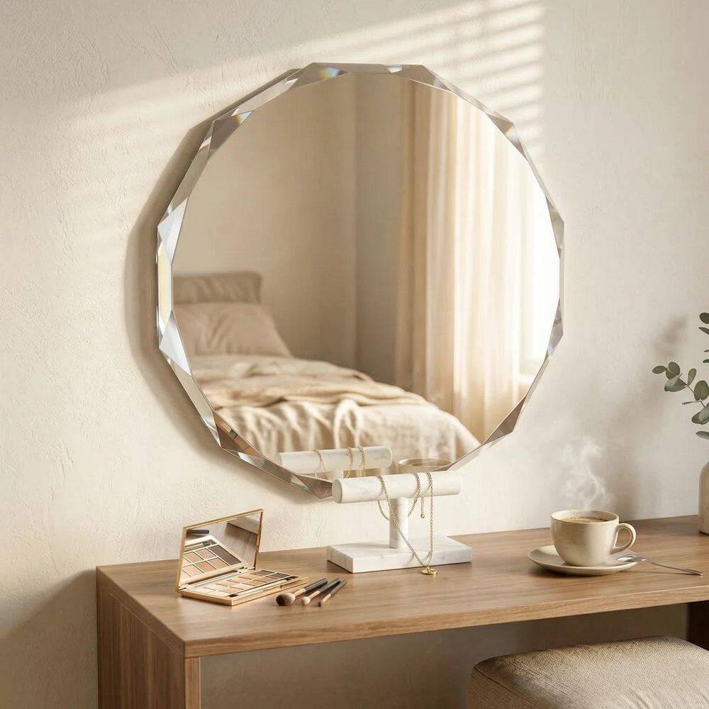 28 in. W x 28 in. H Beveled Frameless Round Wall Mirror Bathroom Vanity Mirror price history on PriceWatchPro