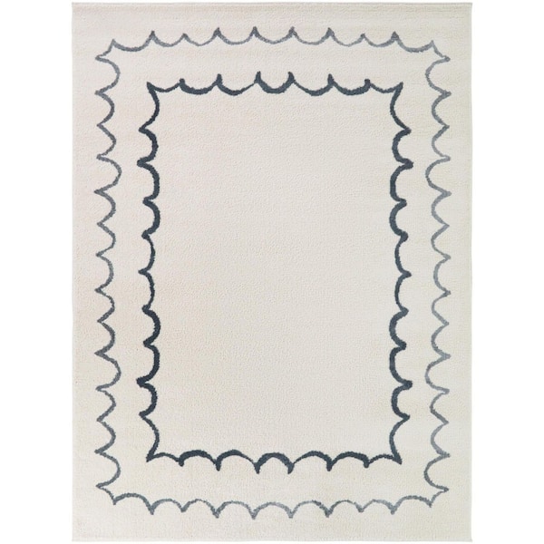 Seraphina Blue 5 ft. x 7 ft. Modern Scallop Area Rug
