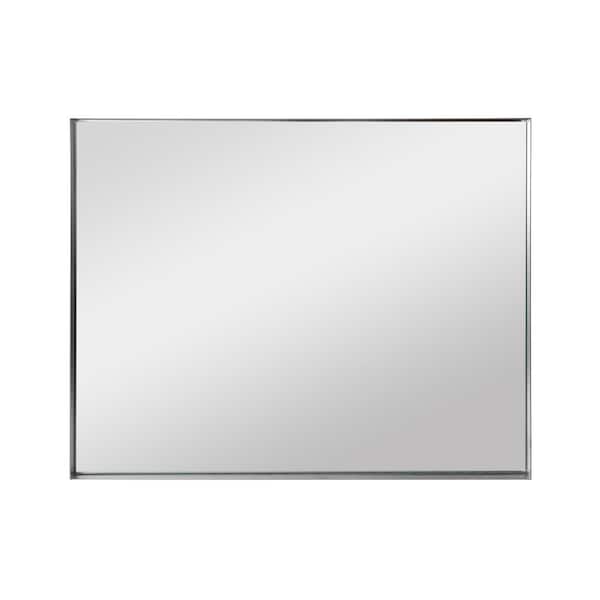Unbranded 48 in. W x 30 in. H Large Rectangular Aluminium Framed Beveled Wall Bathroom Vanity Mirror in Silver