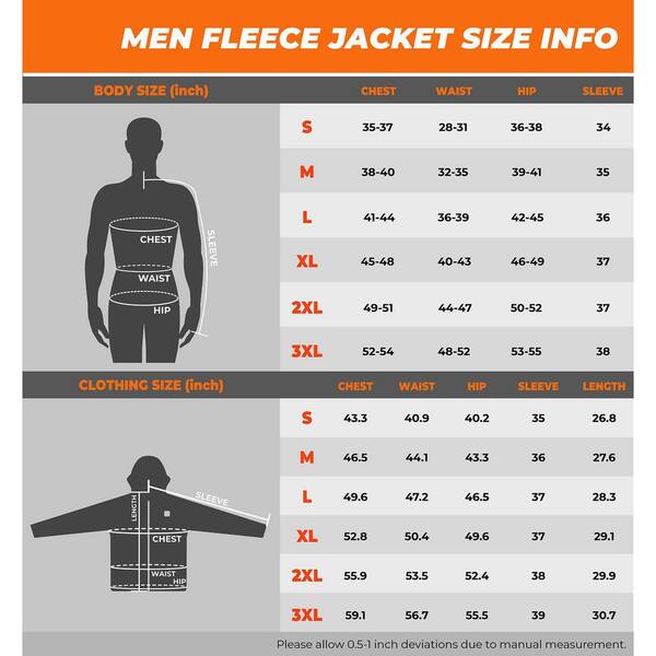 Ororo Mens Flecking Gray Heated Fleece Jacket Kit XS, Men's