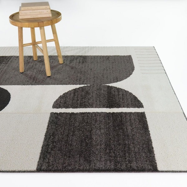 Ortman Cream/Black 8 ft. x 10 ft. Modern Art Deco Area Rug