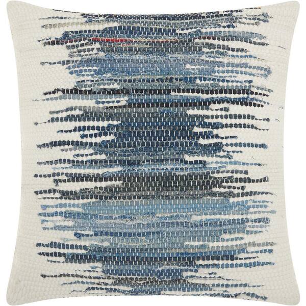 Mina Victory Life Styles Denim Square Abstract Polyester 20 in. x 20 in. Throw Pillow