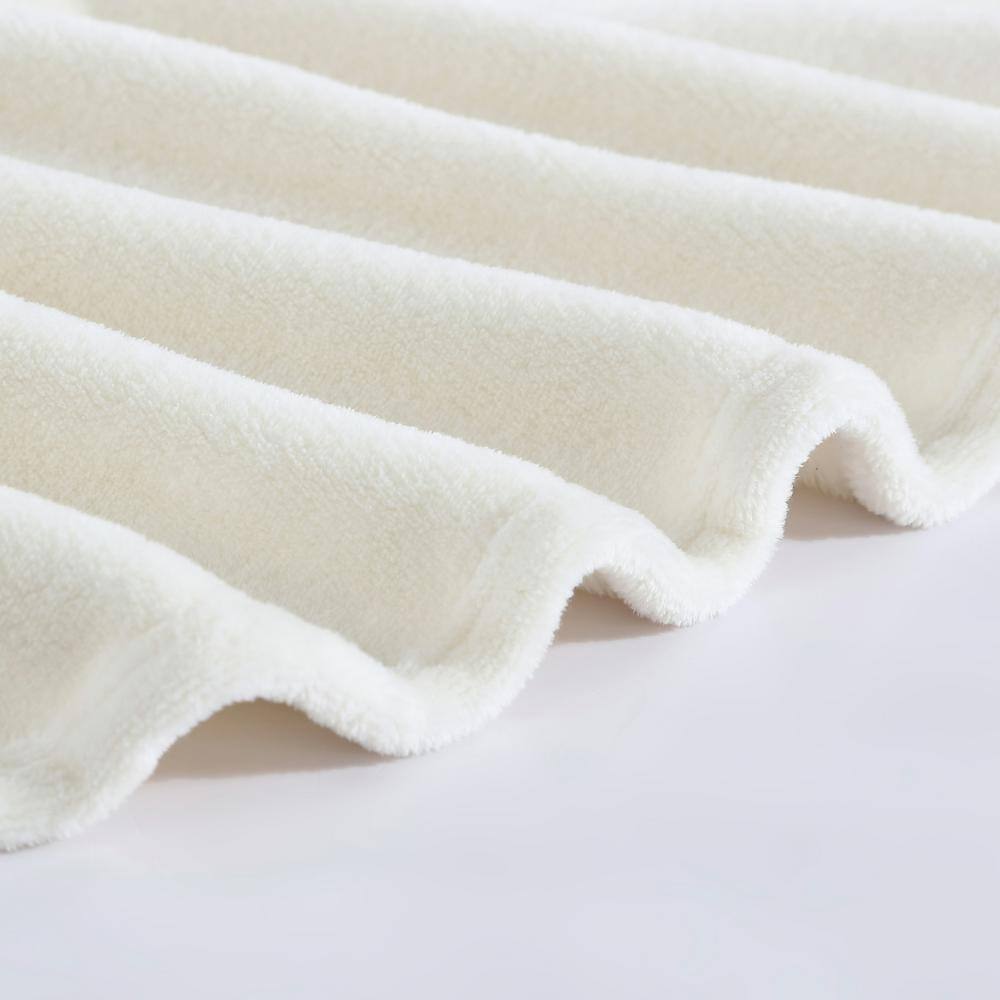 King Ivory Ultra Soft Plush Fleece Reversible Blanket