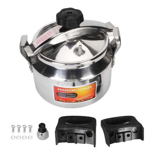 4-Piece Aluminum Alloy Silver Pressure Cooker Explosion Proof Double Bottom Gas Induction Compatible Set with Easy Open