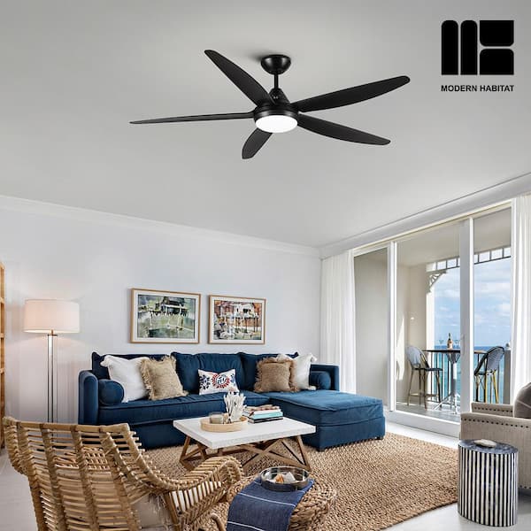 MODERN HABITAT LuxeFlow 56 in. Indoor Black Ceiling Fan with LED