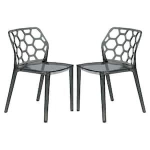Dynamic Plastic Modern Honeycomb Design Kitchen & Dining Side Chair Set of 2 Transparent Black