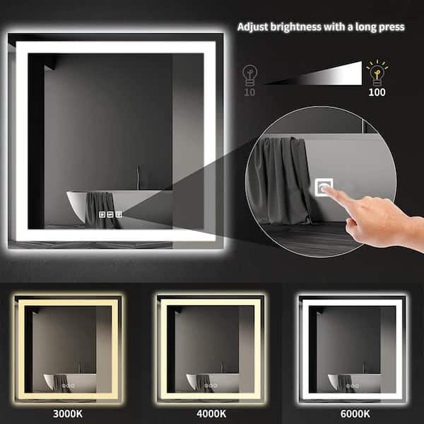 TOOLKISS 36 in. W x 36 in. H Square Frameless Wall Anti-Fog