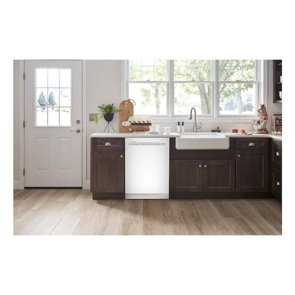 24 in. White Front Control Tall Tub Dishwasher with Stainless SteelThird  Level Rack, 39 DBA